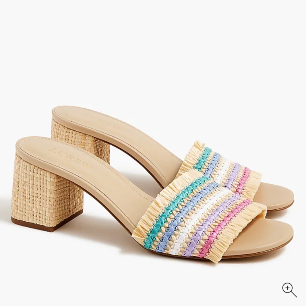 J. Crew Factory Woven Mule Heels color Rainbow Raffia size 10